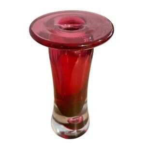 Vintage John Fitzpatrick Hand Blown Studio Art Glass Vase Pink Mauve Signed 1989